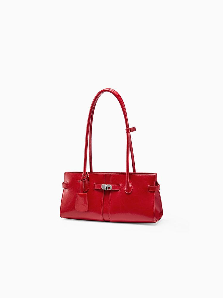 Leather Baguette Shoulder Bag