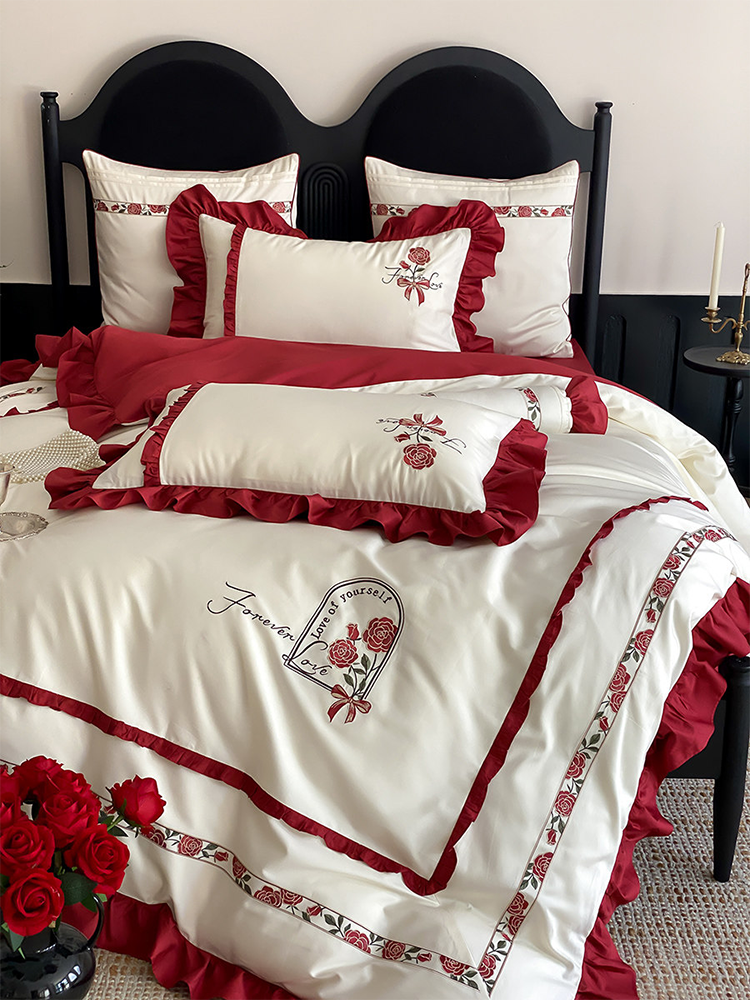 Luxury Princess Bedding Set Long Staple Cotton Flat Sheet