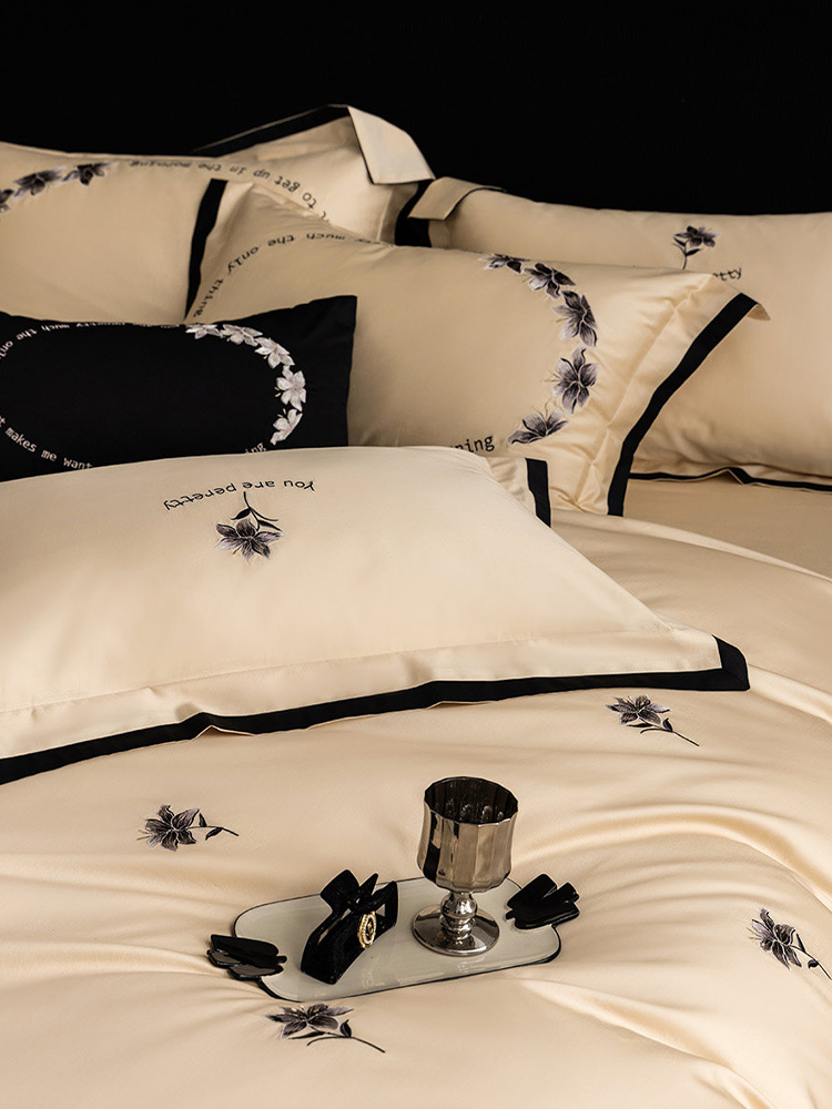 Luxury Long Staple Cotton Embroidered Bedding Set Flat Sheet