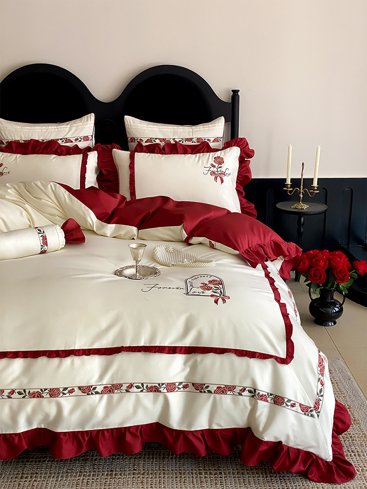 Luxury Princess Bedding Set Long Staple Cotton Flat Sheet