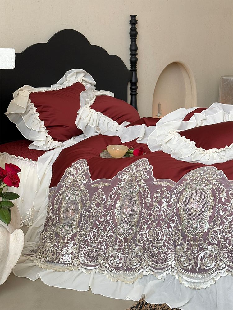 French Vintage Luxury Bedding Set Long Staple Cotton Flat Sheet