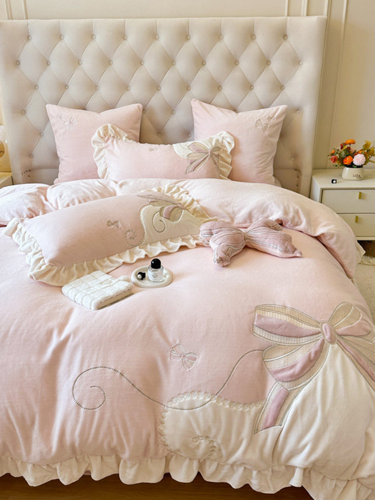Romantic Princess Ultra Soft Plush Fleece Bedding Set Flat Sheet