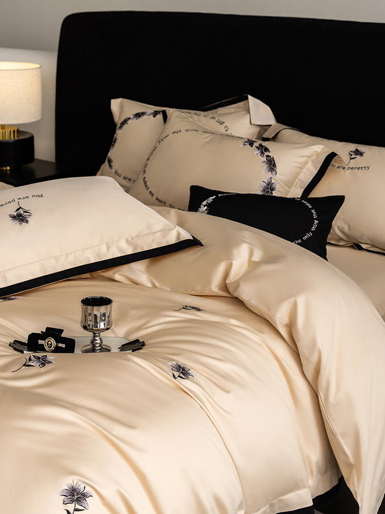 Luxury Long Staple Cotton Embroidered Bedding Set Flat Sheet