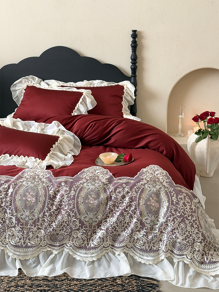 French Vintage Luxury Bedding Set Long Staple Cotton Flat Sheet