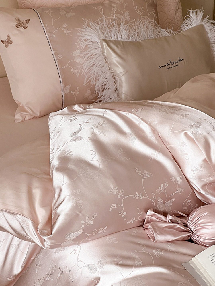 Luxury Jacquard Embroidered Long Staple Cotton Bedding Set Flat Sheet
