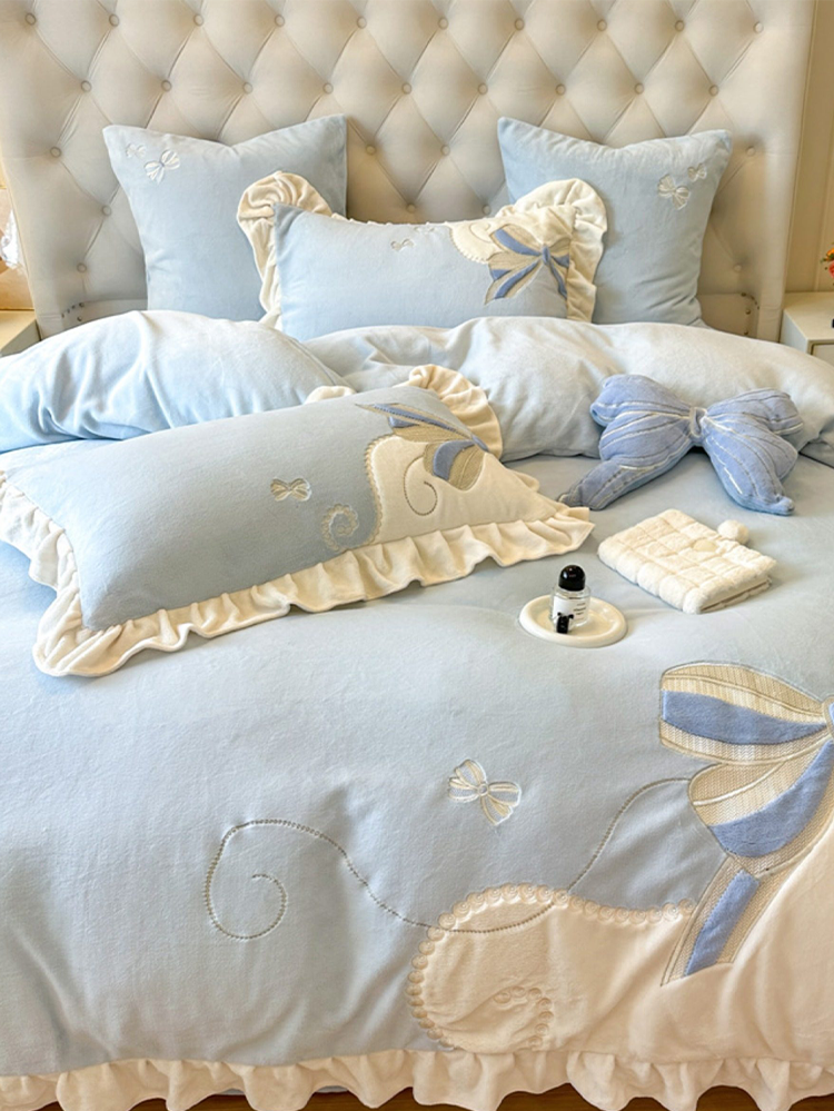 Romantic Princess Ultra Soft Plush Fleece Bedding Set Flat Sheet