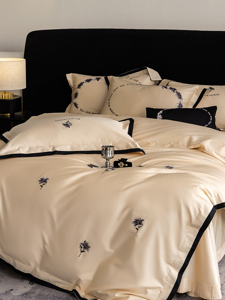 Luxury Long Staple Cotton Embroidered Bedding Set Flat Sheet
