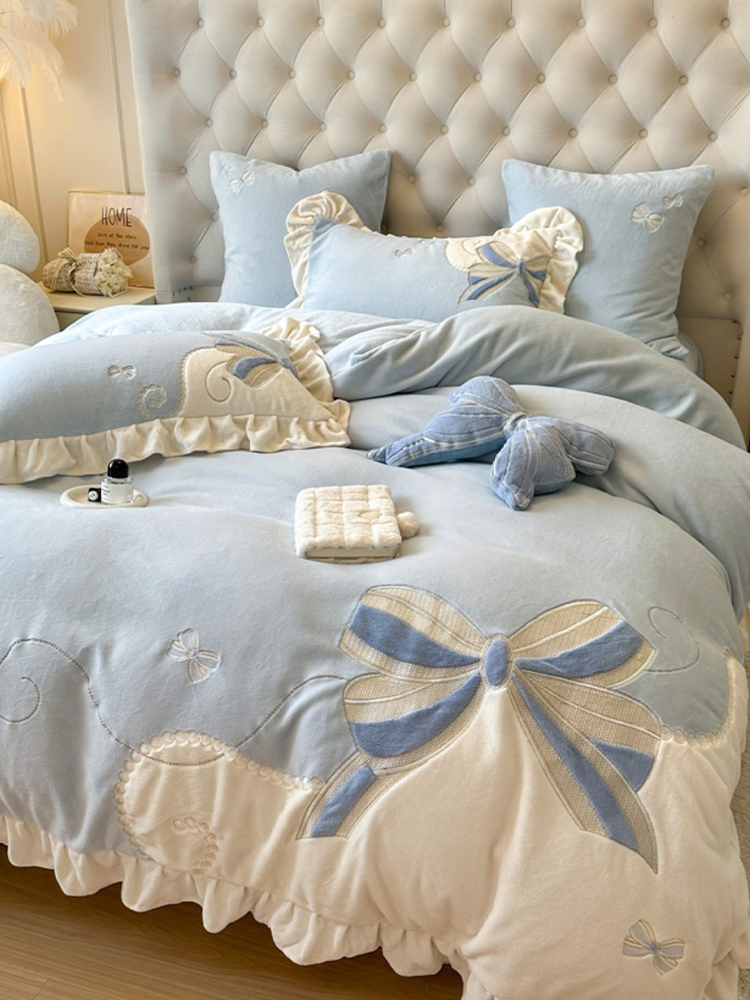 Romantic Princess Ultra Soft Plush Fleece Bedding Set Flat Sheet