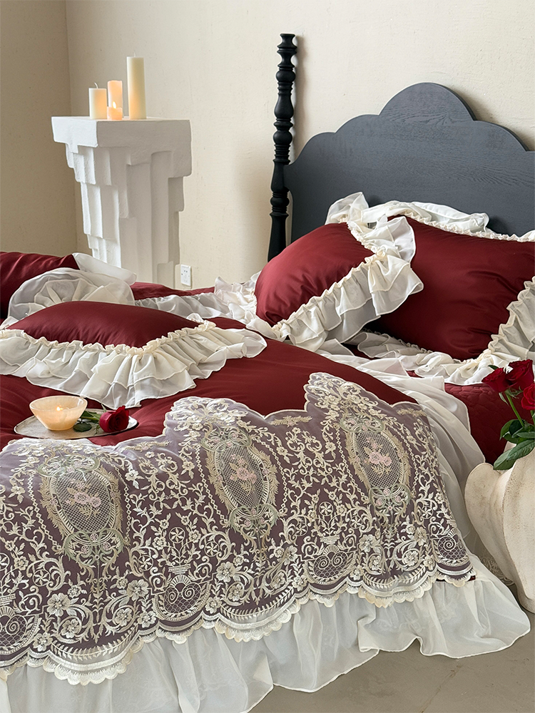 French Vintage Luxury Bedding Set Long Staple Cotton Flat Sheet