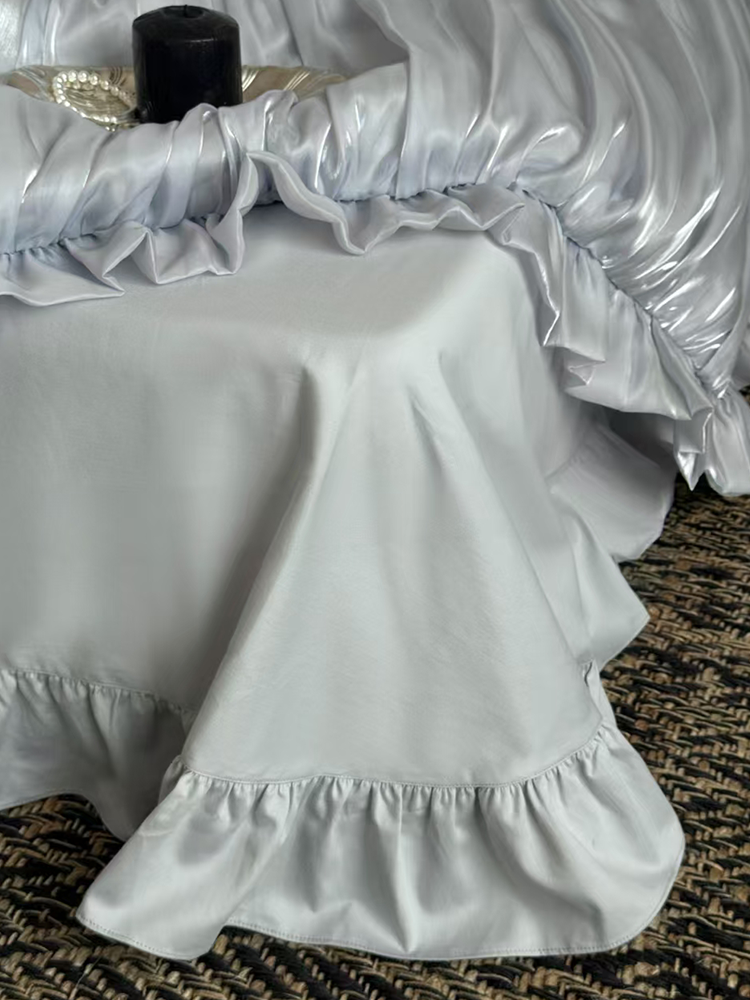 French Romantic Long Staple Cotton Bedding Set Jacquard Cotton Flannel Flat Sheet