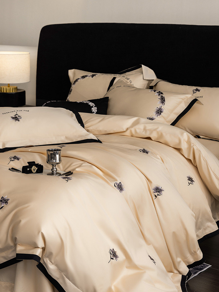 Luxury Long Staple Cotton Embroidered Bedding Set Flat Sheet