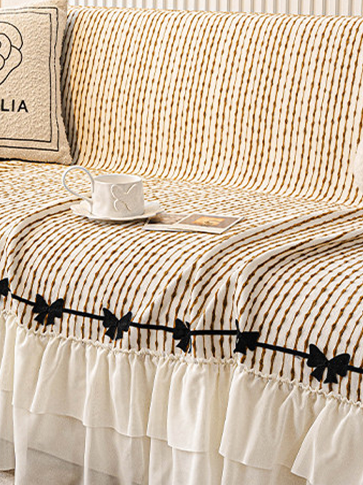 Elegant French Ruffle Sofa Cover Anti Slip Anti Cat Scratch