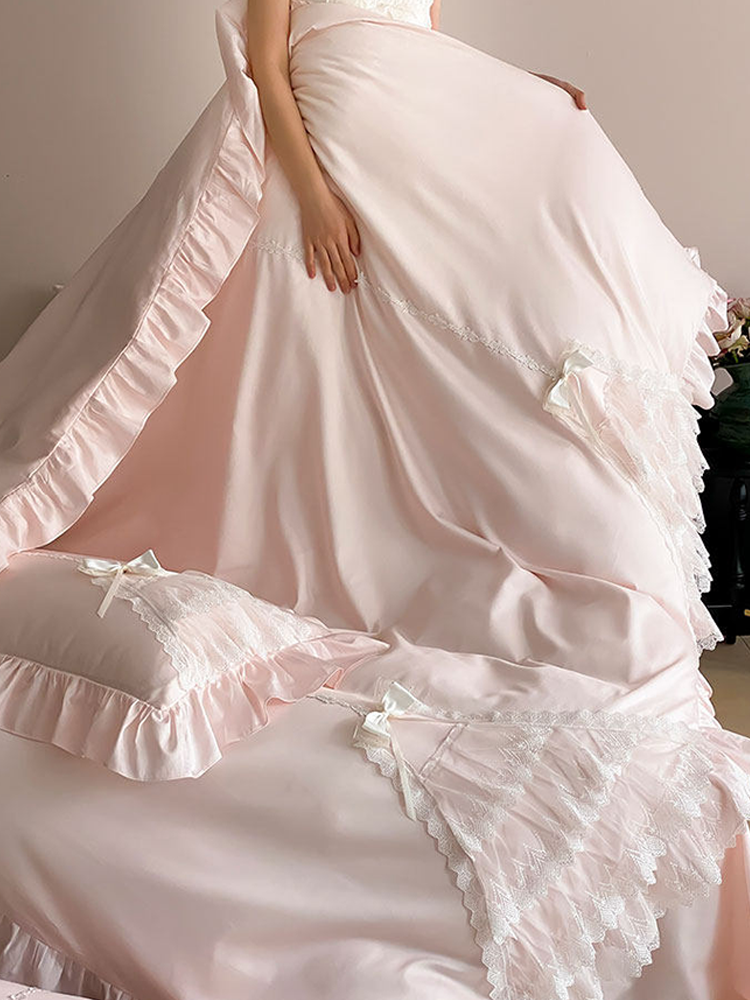 French Sweet Cotton Bedding Set Princess Flat Sheet