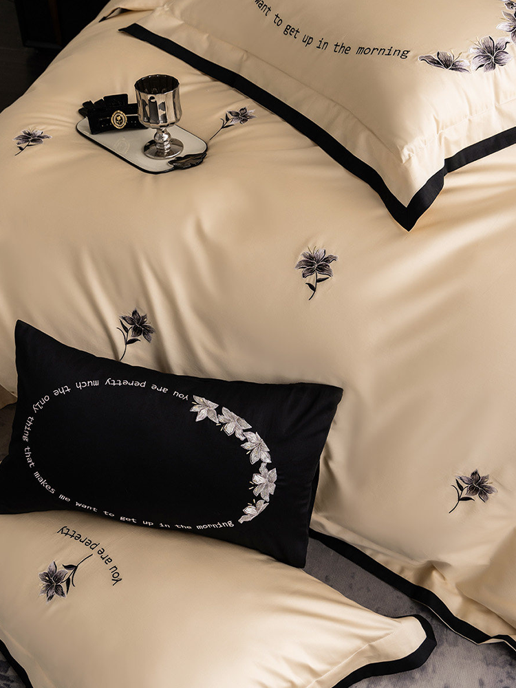 Luxury Long Staple Cotton Embroidered Bedding Set Flat Sheet