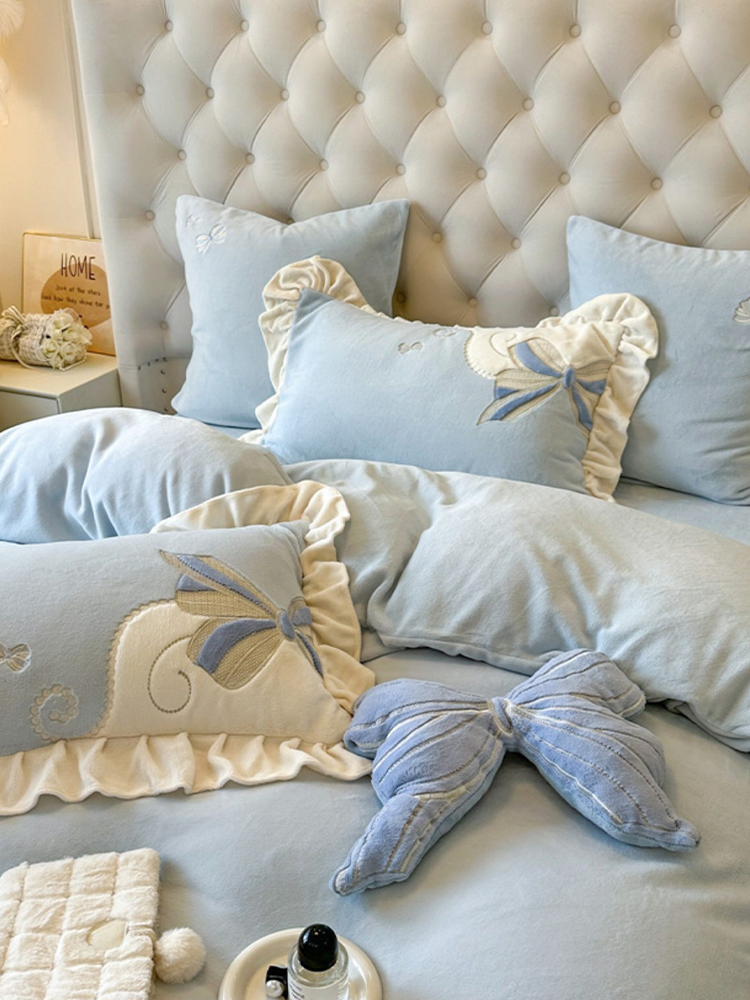 Romantic Princess Ultra Soft Plush Fleece Bedding Set Flat Sheet