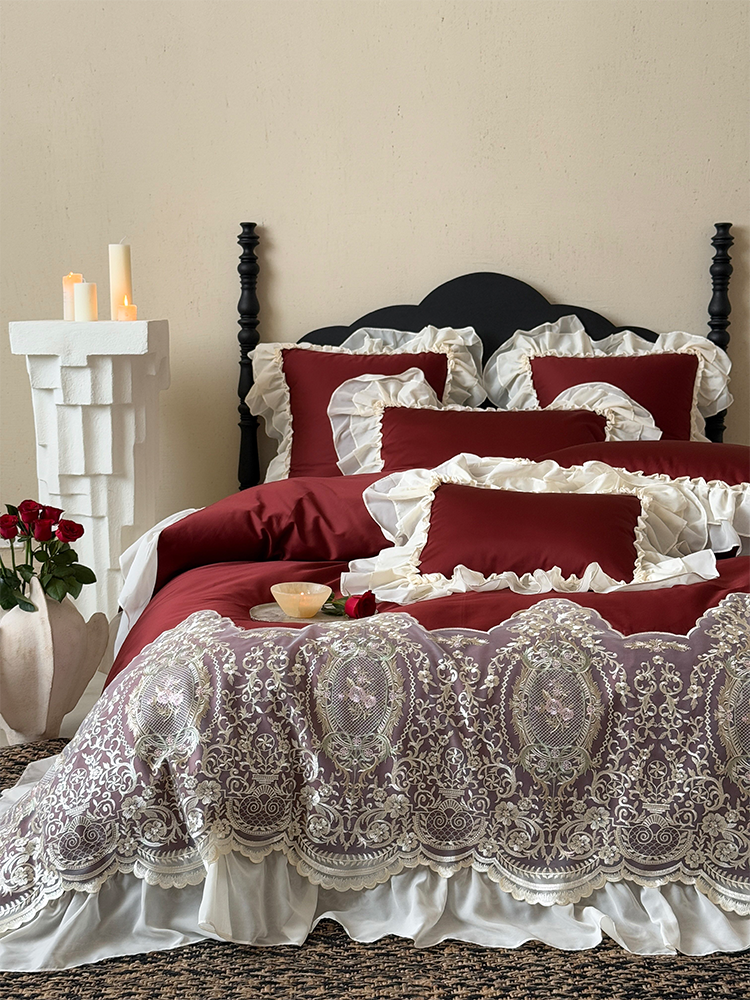 French Vintage Luxury Bedding Set Long Staple Cotton Flat Sheet