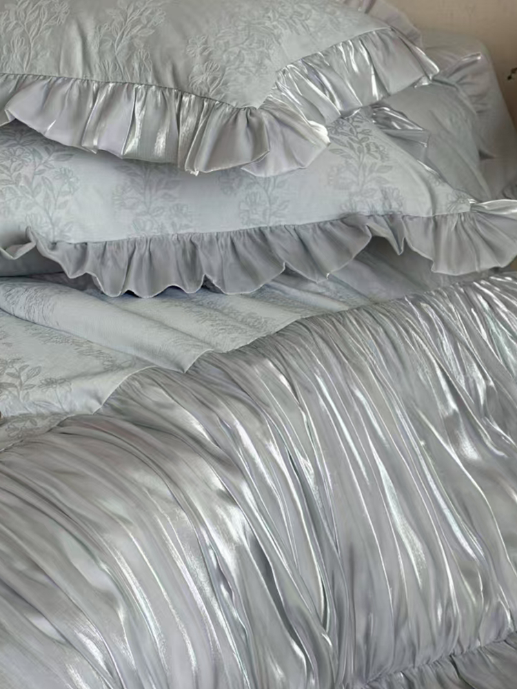 French Romantic Long Staple Cotton Bedding Set Jacquard Cotton Flannel Flat Sheet