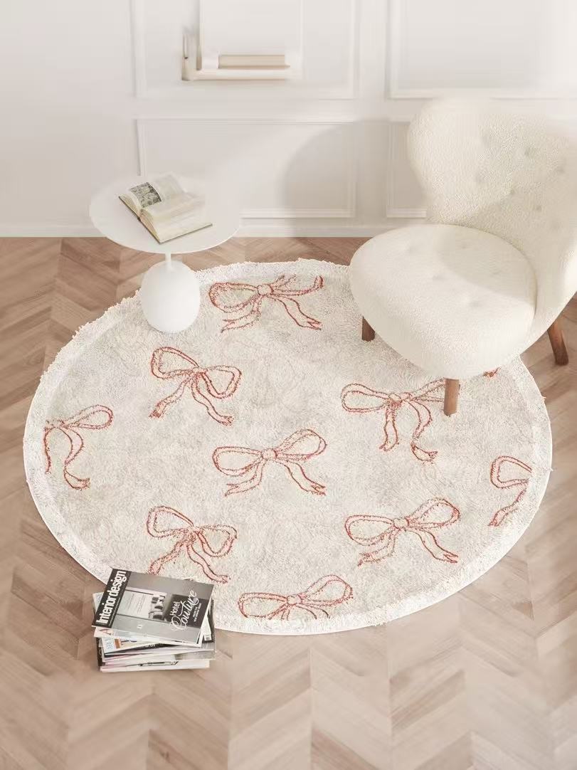 Cute Bow Thick Luxury Round Rug