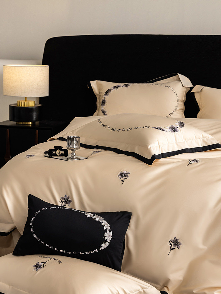 Luxury Long Staple Cotton Embroidered Bedding Set Flat Sheet