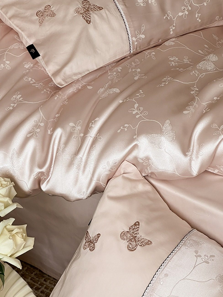 Luxury Jacquard Embroidered Long Staple Cotton Bedding Set Flat Sheet