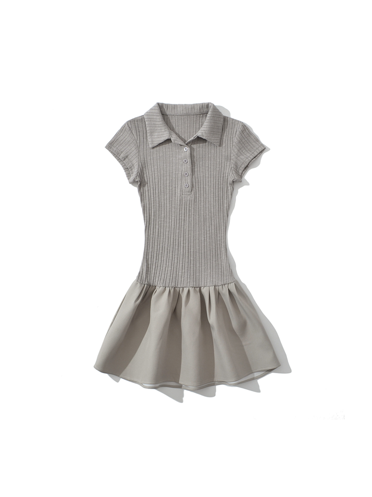 Ballet Style Polo Collar Knit Dress