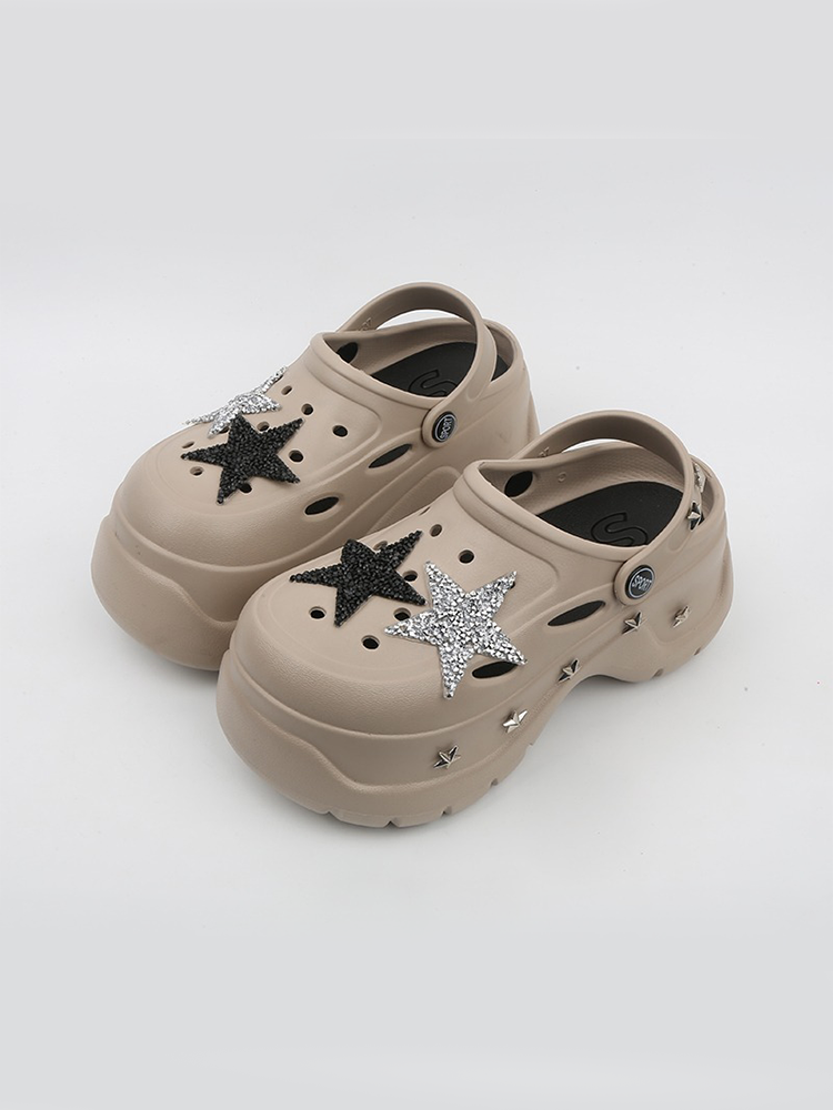 Star Cutout Platform Clog Sandals – Y2K Two-Way Style