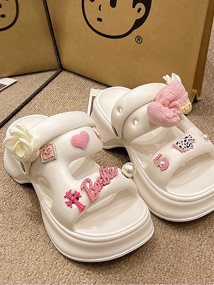 Bow Flower Platform Slides – 2-Way Cute Summer Sandals