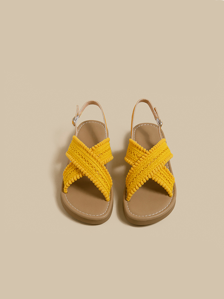 Woven Cross-Strap Vacation Sandals