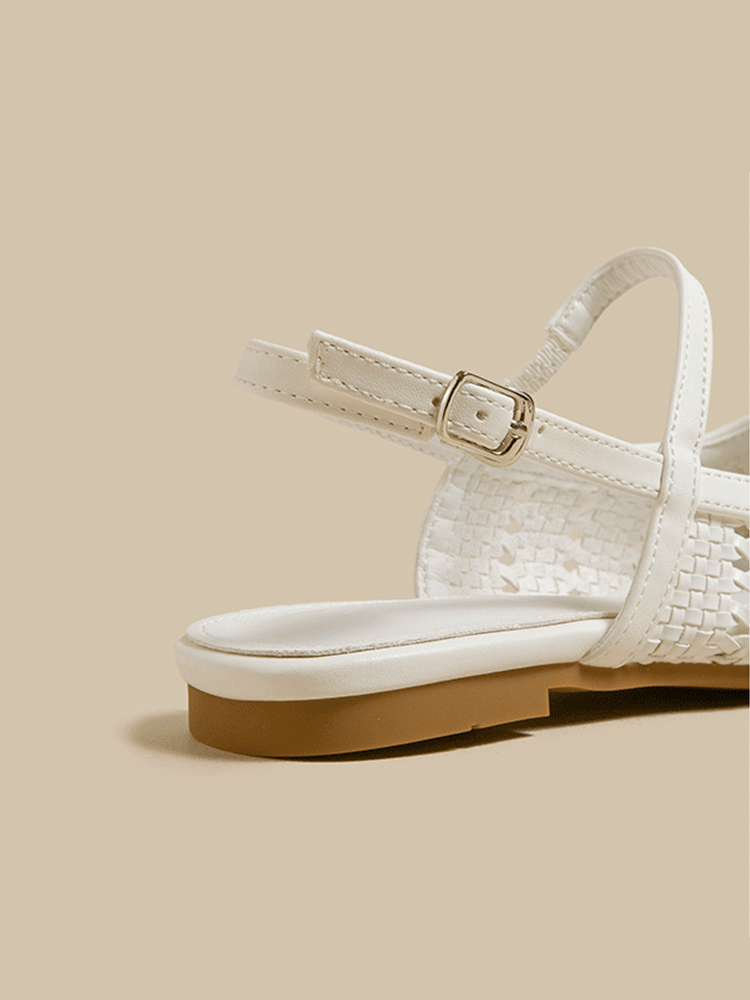 Square Toe Woven Mule Sandals