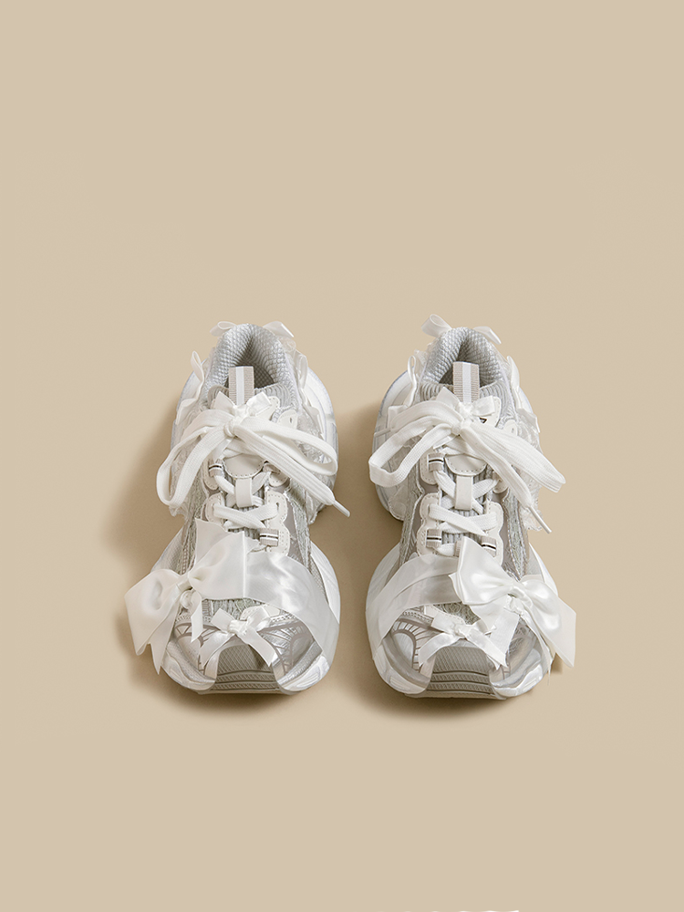 Lace Bow Platform Sneakers