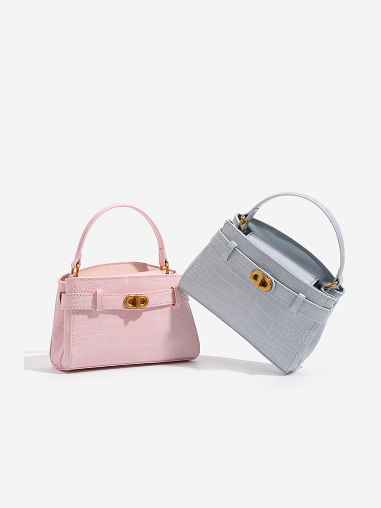 Crocodile Print Leather Kelly Bag