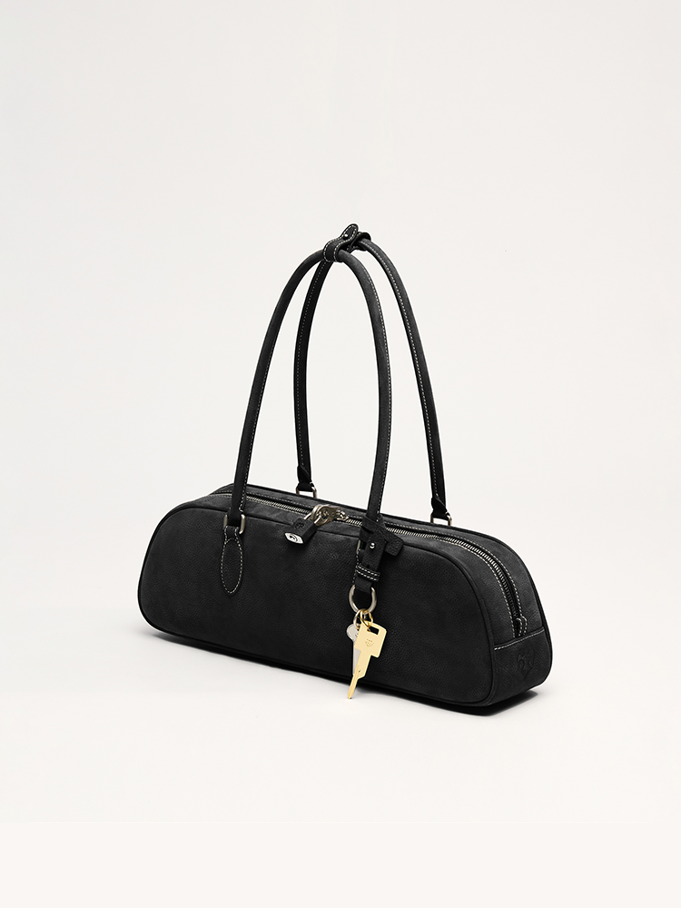 Lychee Leather Baguette Bag