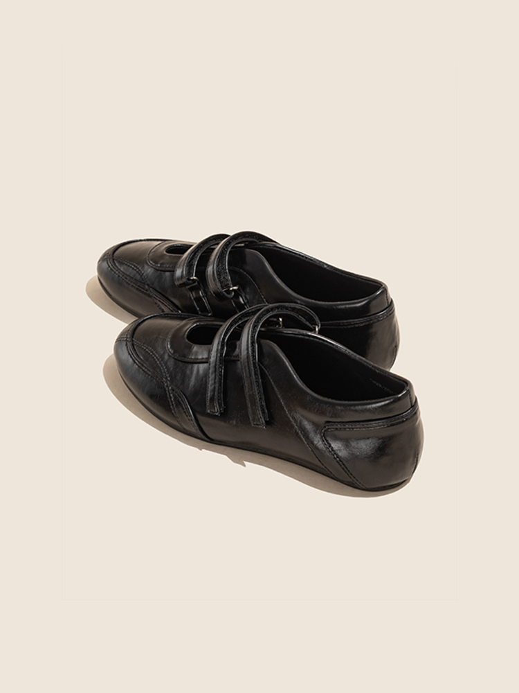 Hidden Wedge Leather Mary Jane Ballet Flats Vintage