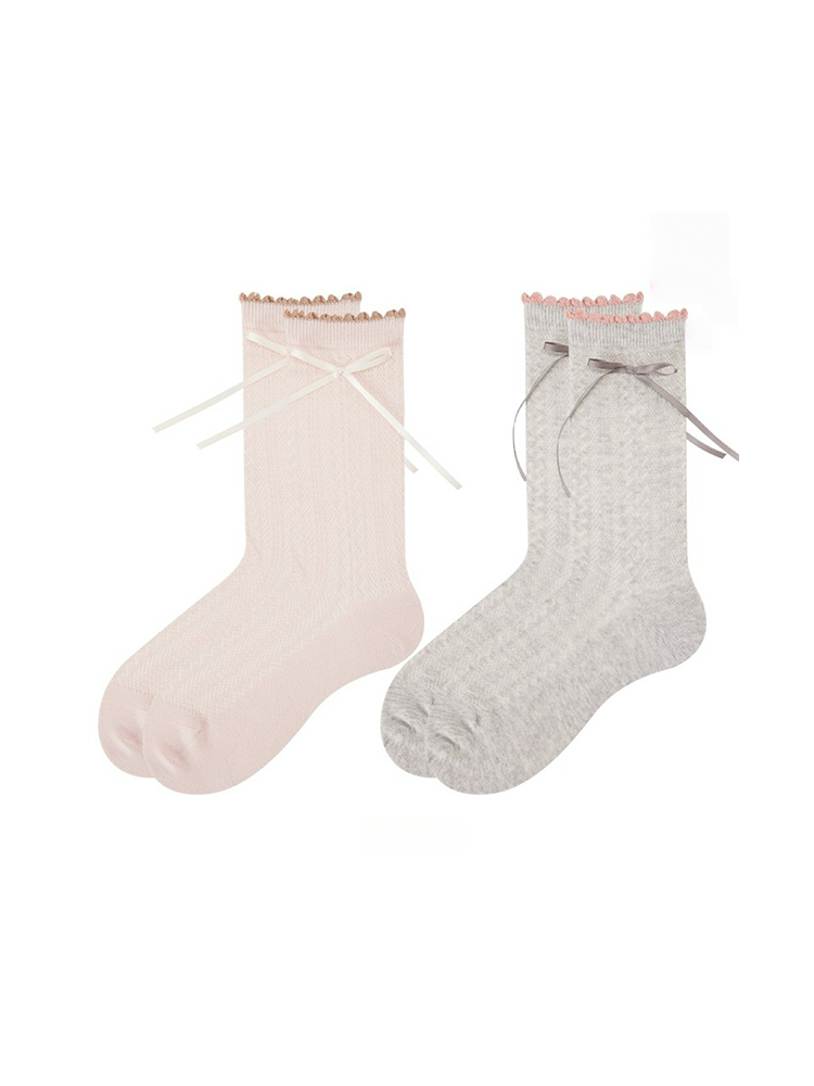 Mesh Balletcore Mid-Calf Socks with Contrast Bow