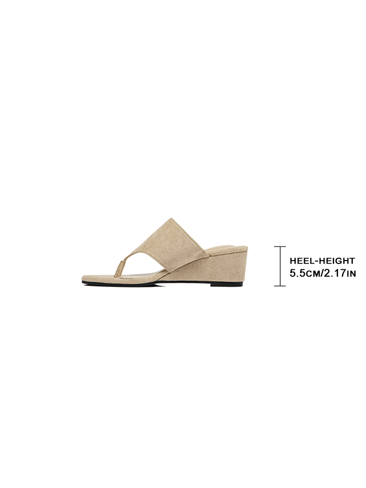 Suede Wedge Toe-Post Sandals