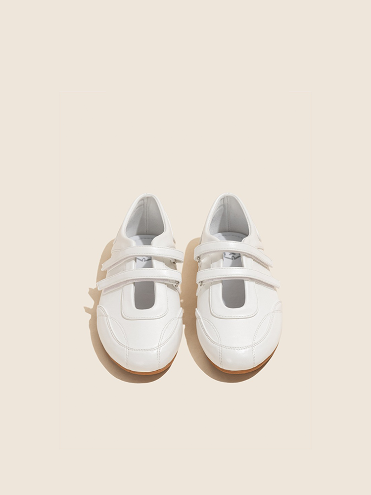 White Leather Hidden Wedge Mary Jane Sneakers