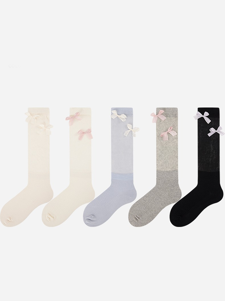 Bow Ruffle Long Socks Balletcore Sweet Style