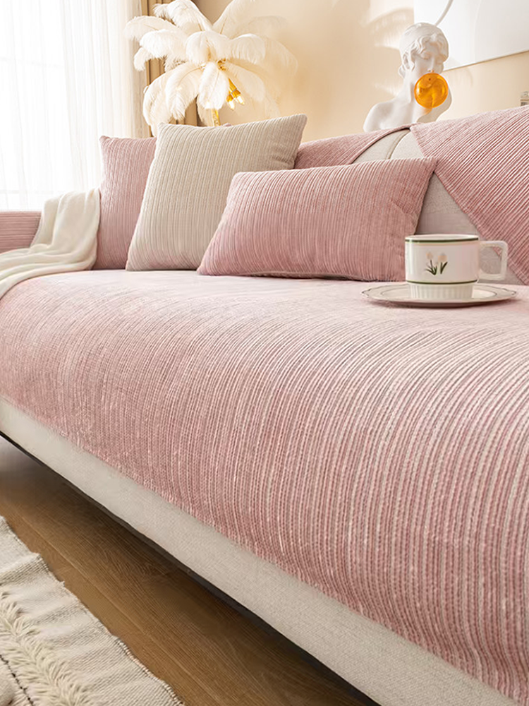 Solid Color Luxury Chenille Sofa Cover Non Slip