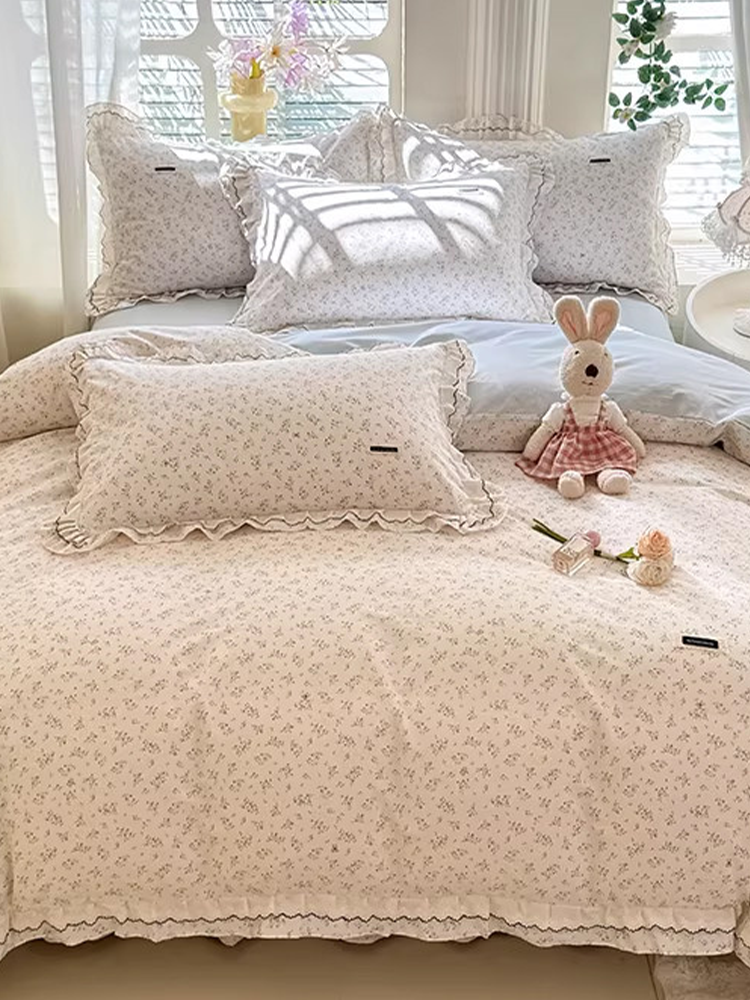 Princess Fresh Cotton Bedding Set Floral Flat Sheet