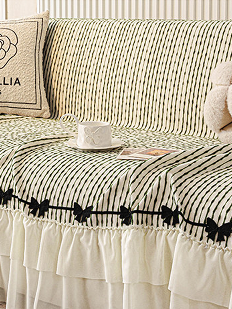 Elegant French Ruffle Sofa Cover Anti Slip Anti Cat Scratch