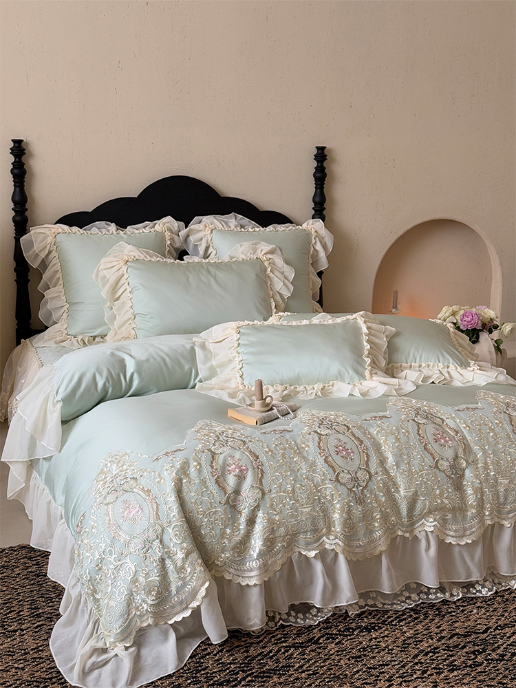 French Vintage Luxury Bedding Set Long Staple Cotton Flat Sheet