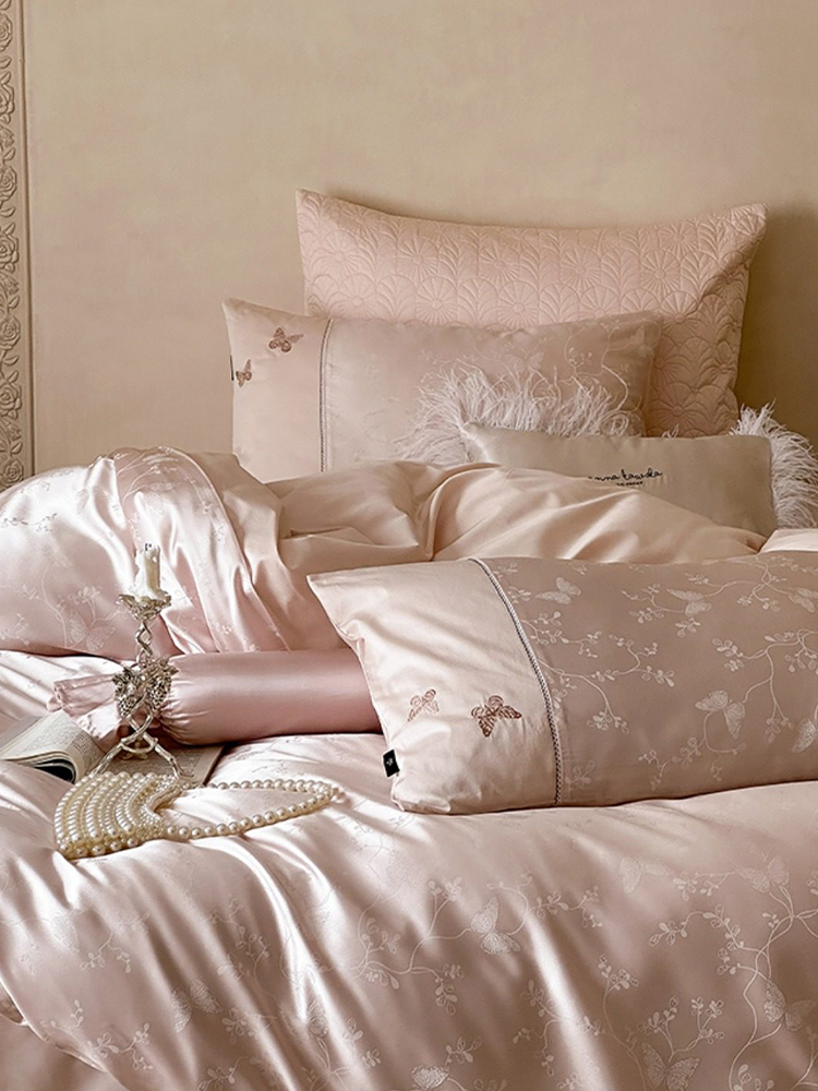 Luxury Jacquard Embroidered Long Staple Cotton Bedding Set Flat Sheet