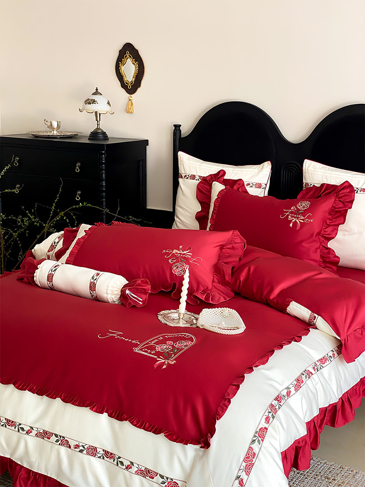 Luxury Princess Bedding Set Long Staple Cotton Flat Sheet