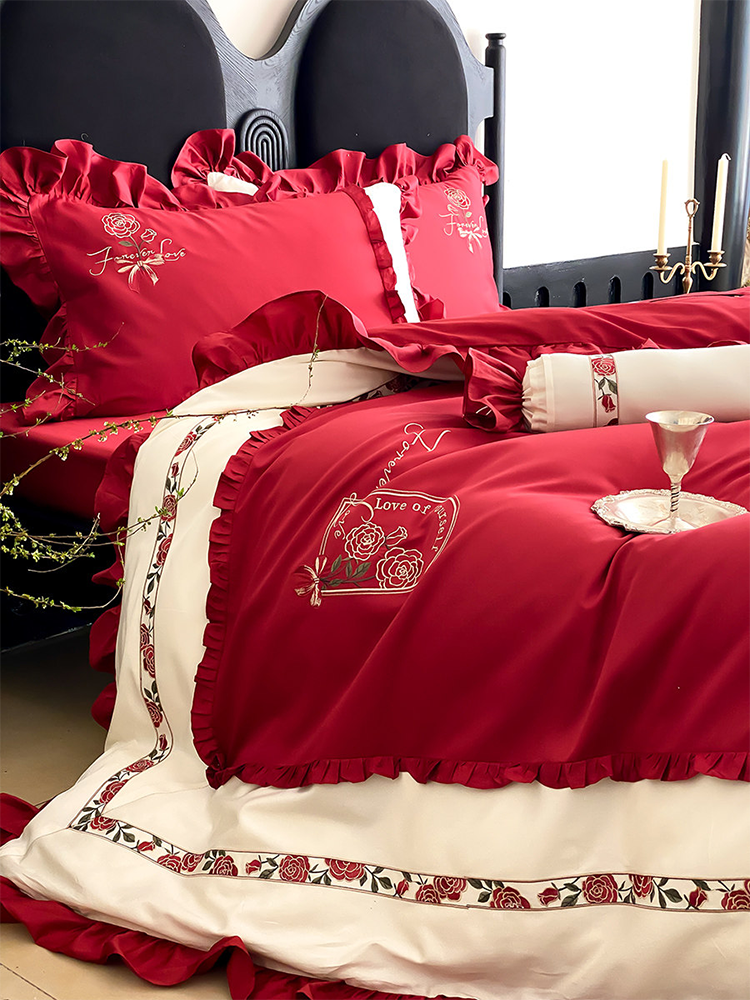 Luxury Princess Bedding Set Long Staple Cotton Flat Sheet