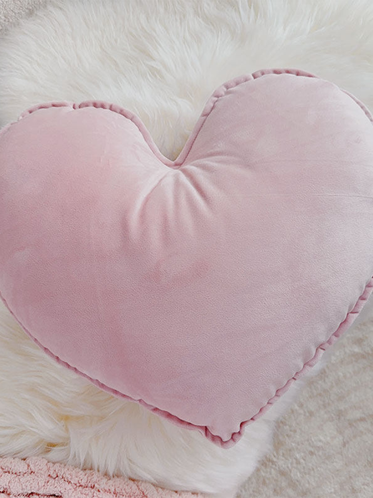 French Pink Velvet Decorative Pillow Cute Accent Cushion