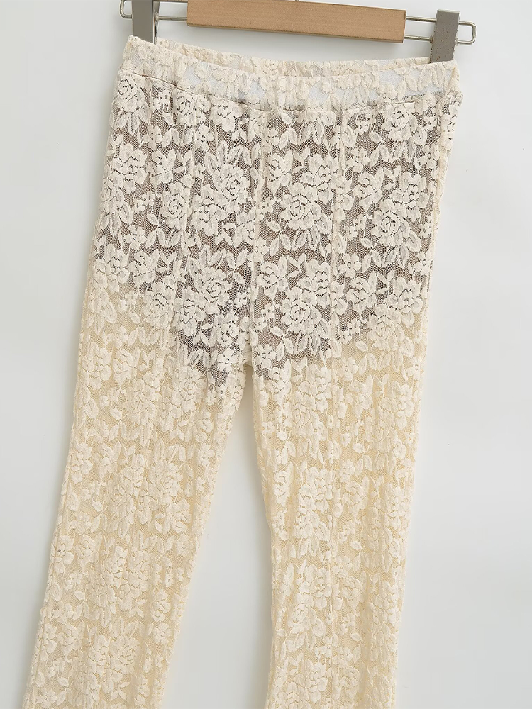 Lace Jacquard Flared Pants