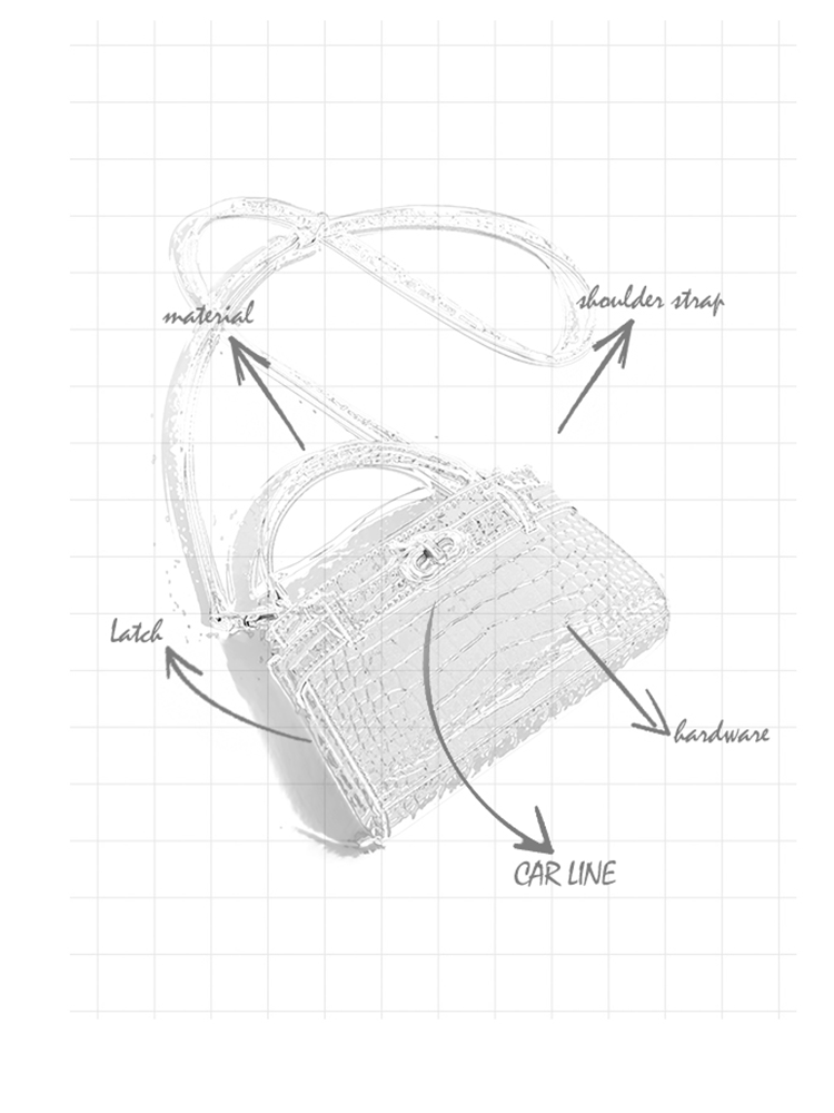 Crocodile Print Leather Kelly Bag