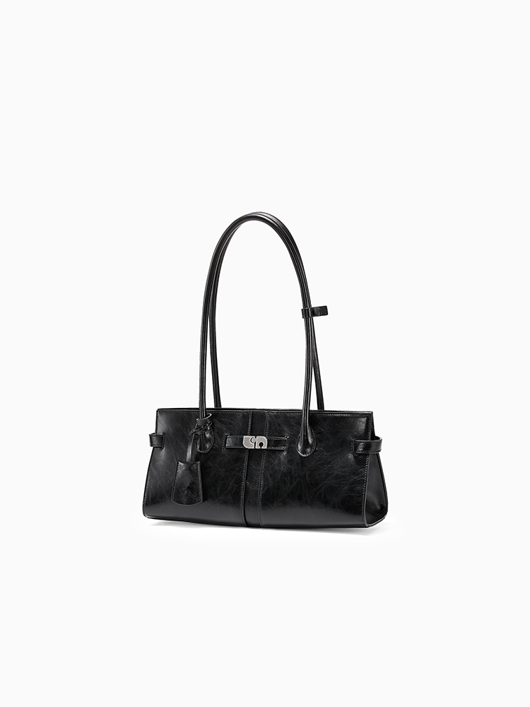 Leather Baguette Shoulder Bag