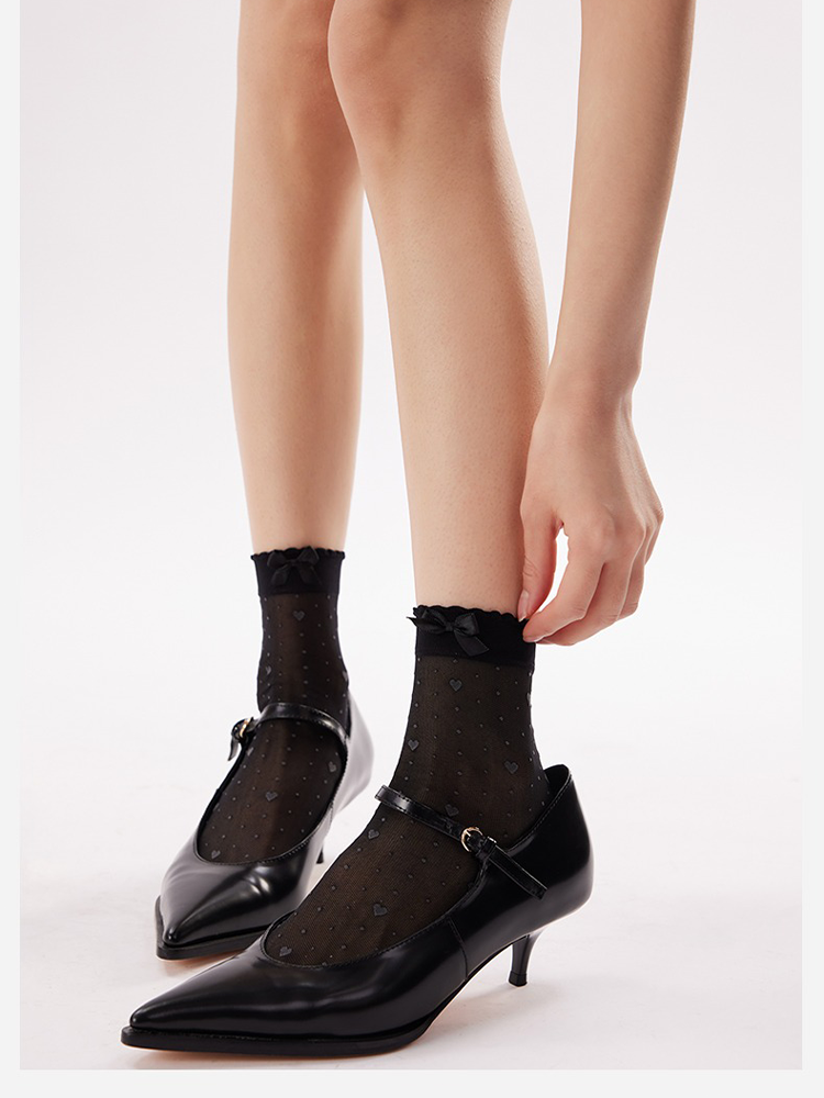 Crystal Sheer Bow Socks