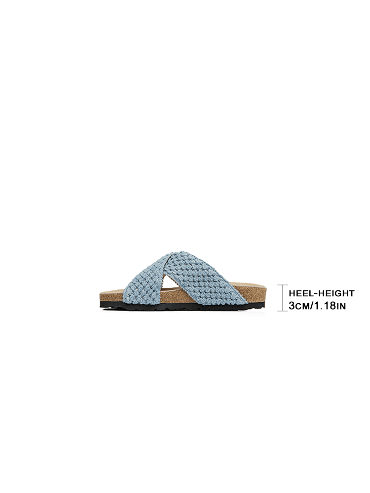 Pineapple Weave Cross-Strap Birken Sandals